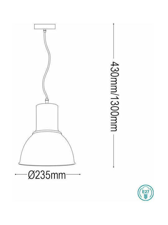 Ideal Lux Breeze SP1 Ρυθμιζόμενο Κρεμαστό Φωτιστικό Μαύρο Καμπάνα με Ντουί E27 23.5x33εκ.