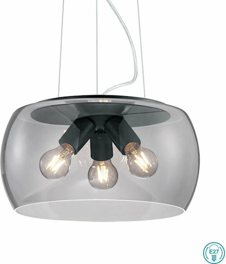 Trio Lighting Valente Adjustable Pendant Light Black with Socket E27 40x40x150cm
