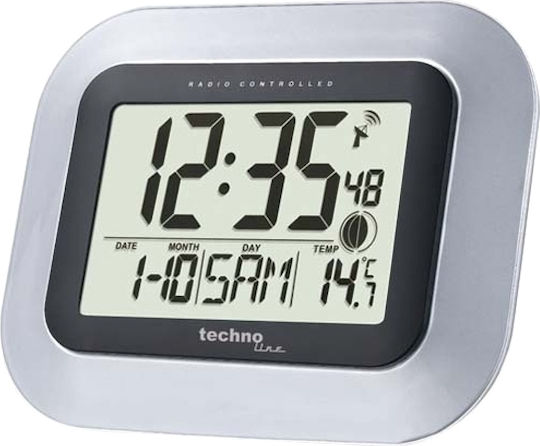 Technoline WS 8005 Масов Дигитален Часовник LCD с Будилник Сребрист