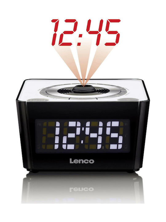 Lenco CR-16 White Настолен Часовник с Аларма & Радио Черен CR-16