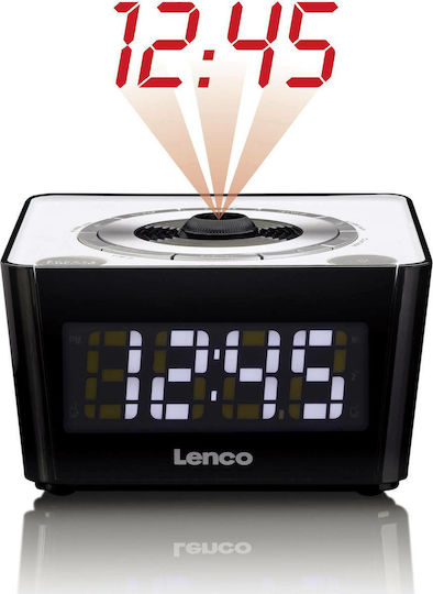 Lenco CR-16 White Επιτραπέζιο Ψηφιακό Ρολόι με Ξυπνητήρι & Ραδιόφωνο Μαύρο CR-16