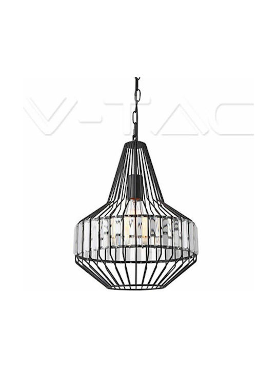 V-TAC VT-7334 Pendant Light Single-Light with Crystals for Socket E27 Black