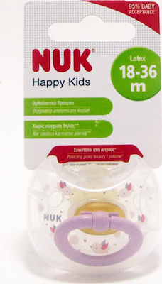 Nuk Orthodontic Pacifier Rubber Happy Kids Birds Pink with Case for 18-36 months 1pcs