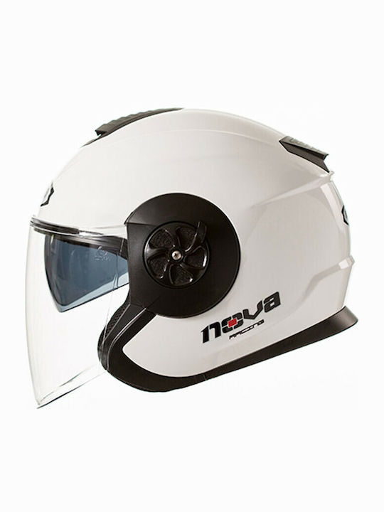 Nova Racing 210-DV Jet Helmet with Sun Visor ECE 22.05 White NV210DVW