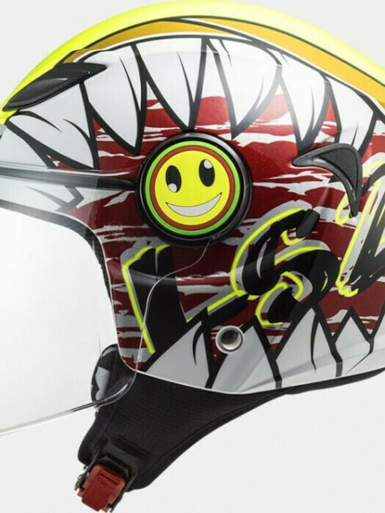 LS2 FF602 Funny Crunch White Hi-Vis Yellow Motorradhelm Jet ECE 22.05 800gr 30602 21 54