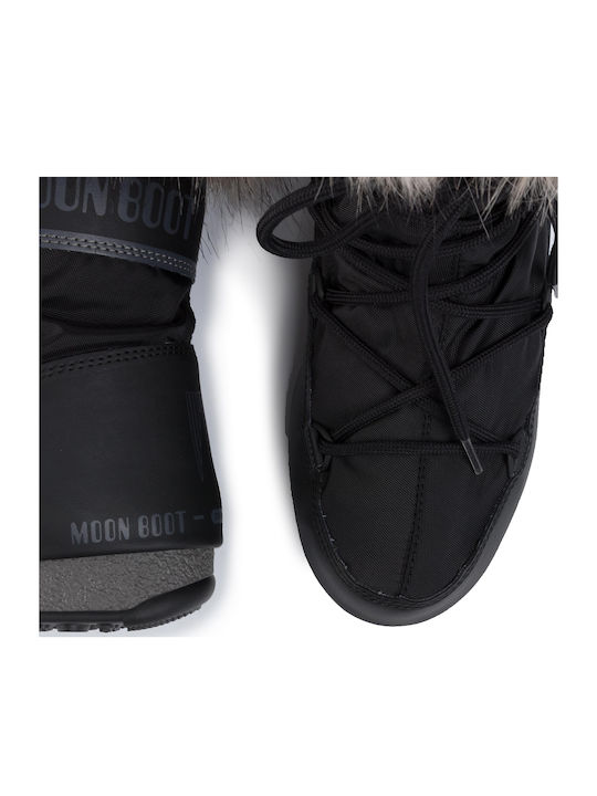 Snow Boots with Laces & Fur Monaco Low Black