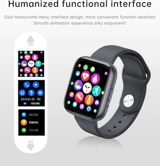 T99 Smartwatch με Παλμογράφο (Μαύρο)