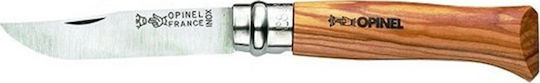 Opinel No.8 Inox Olive Handle Pocket Knife Brown in Sheath
