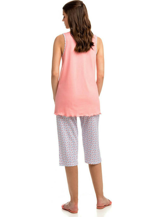 Vamp Summer Women's Pyjama Set Cotton Pink