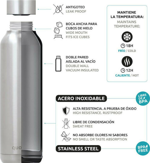 Quokka Solid Bottle Thermos Stainless Steel BPA Free 630ml Red with Mouthpiece