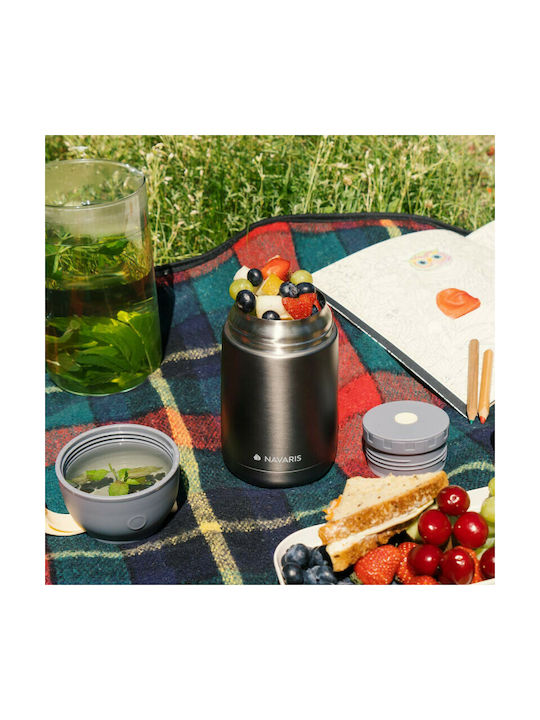 Navaris Δοχείο Φαγητού Inox Θερμός Γκρι 450ml