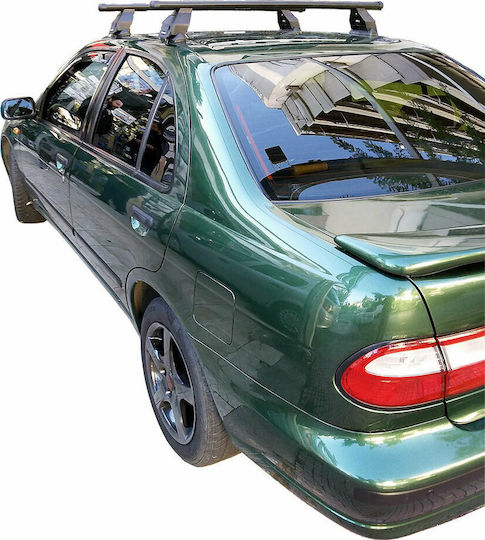 Menabo Metallic Car Roof Bars 112cm for Nissan Almera 5D 5D 1995-2000 Set with Roof Rack Legs Black