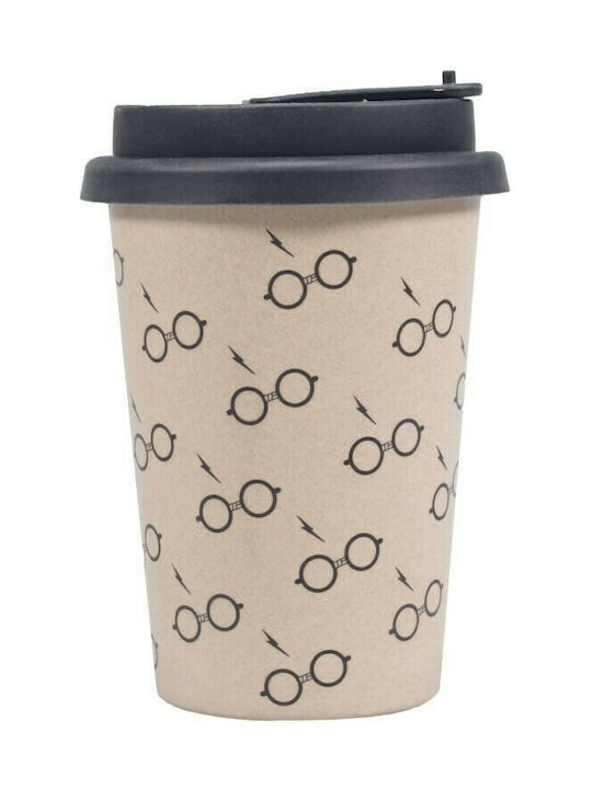Graffiti Boy Who Lived Cană Bambus cu Capac Bej 400ml