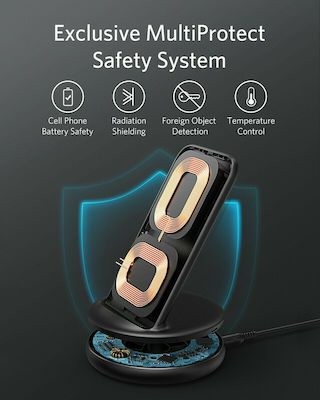 Anker Ασύρματος Φορτιστής (Qi Pad) 15W Μαύρος (Powerwave II Stand)