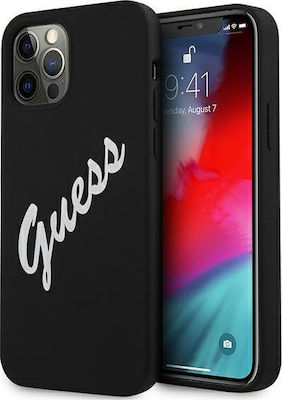 Guess Silicone Vintage Plastic Back Cover Black (iPhone 12 Pro Max)