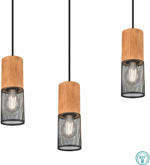 Trio Lighting Tosh Adjustable Pendant Light Black Rail for 4 Bulbs E27 65x9x150cm