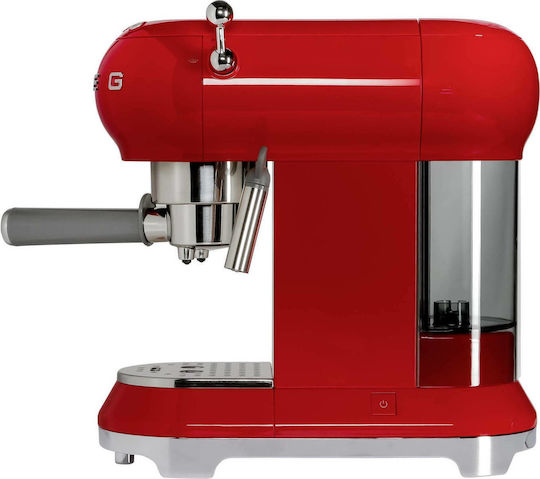 Smeg Αυτόματη Μηχανή Espresso 1350W Πίεσης 15bar Κόκκινη ECF01RDEU