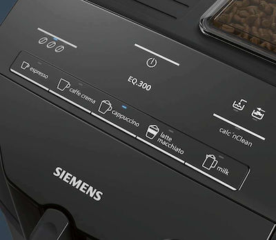 Siemens TI35A209RW Αυτόματη Μηχανή Espresso 1300W Πίεσης 15bar για cappuccino με Μύλο Άλεσης Μαύρη