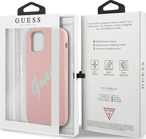Guess Silicone Vintage Back Cover Πλαστικό Ροζ (iPhone 12 / 12 Pro)