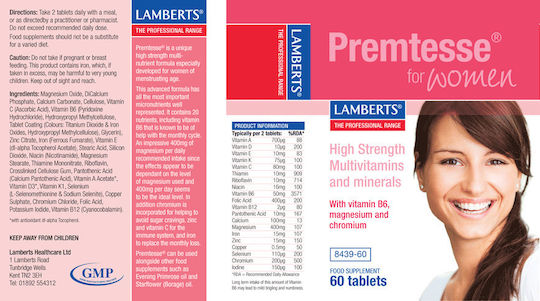 Lamberts Premtesse Supplement for Menopause 60 Tablets