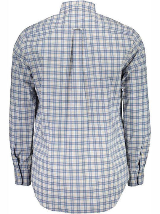 Gant Men's Shirt Long Sleeve Cotton Checked Blue