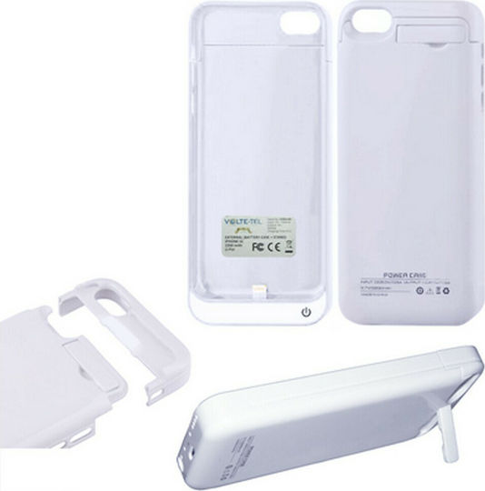 Volte-Tel External Battery Stand 2200mAh Back Cover Πλαστικό Λευκό (iPhone 5c)
