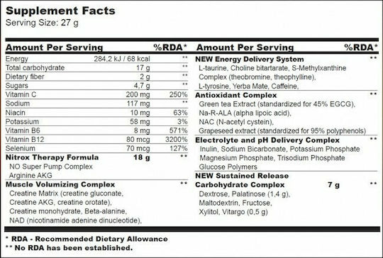 Biotech USA Nitrox Therapy Pre-workout Formula 340gr Ροδάκινο