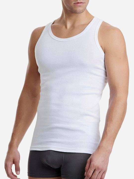 Men's Undershirts Sleeveless in White Color 2Pack W1950-2-01