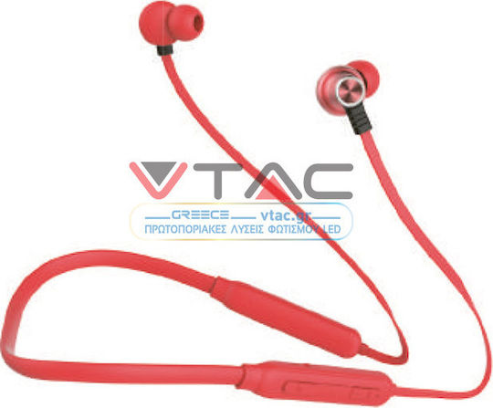 V-TAC VT-6166 In-ear Bluetooth Handsfree Ακουστικά Κόκκινα