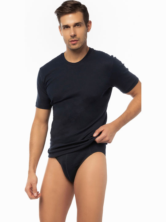 Men's Undershirts Short-sleeved in Navy Blue Color 2Pack