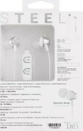 T'nB Steel In-ear Bluetooth Handsfree Ακουστικά Ασημί