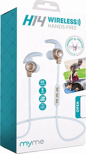 MyMe H14 In-ear Bluetooth Handsfree Ακουστικά με Αντοχή στον Ιδρώτα Λευκά