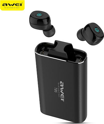 Awei T85 In-ear Bluetooth Handsfree Ακουστικά με Αντοχή στον Ιδρώτα και Θήκη Φόρτισης Μαύρα