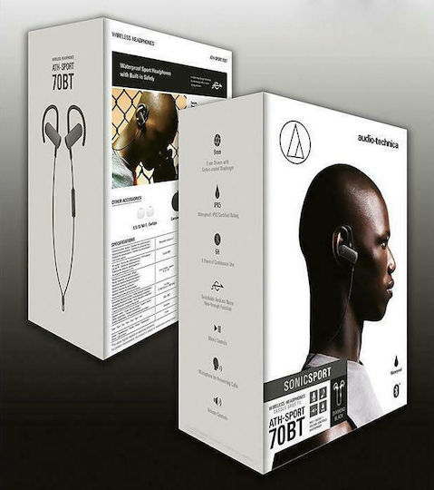 Audio Technica ATH-SPORT70BT In-ear Bluetooth Handsfree Căști cu Rezistență la Transpirație Negru