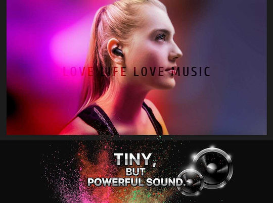 Beebud In-ear Bluetooth Handsfree Ακουστικά με Θήκη Φόρτισης Μαύρα