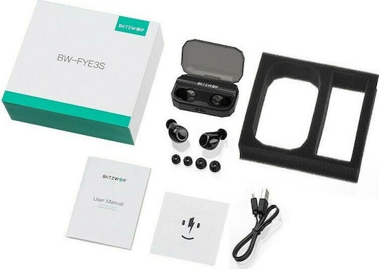 BlitzWolf BW-FYE3S In-ear Bluetooth Handsfree Ακουστικά με Θήκη Φόρτισης Μαύρα