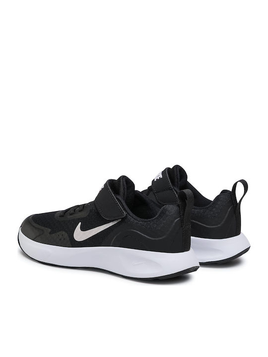 Wearallday PS Kids Sports Shoes Running with Hoop & Loop Closure Black / White