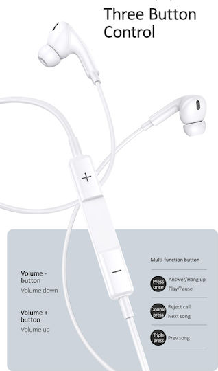 Usams EP-41 In-ear Handsfree με Βύσμα USB-C Λευκό