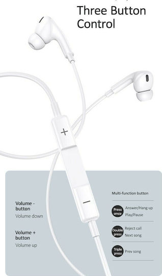Usams EP-41 In-Ear Freihändig Kopfhörer mit Stecker 3.5mm Weiß