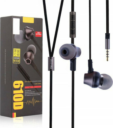 Remax RM-610D In-ear Handsfree Ακουστικά με Βύσμα 3.5mm Μαύρο