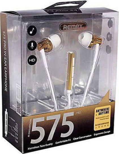 Remax RM-575 In-ear Handsfree με Βύσμα 3.5mm Χρυσό