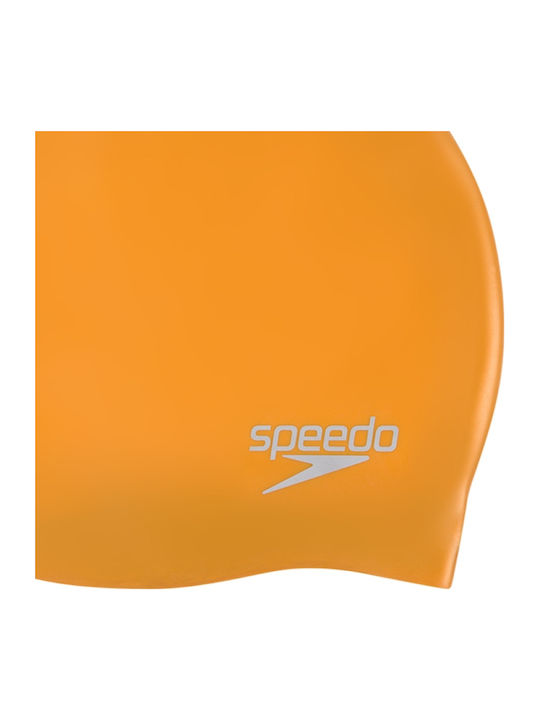 Speedo Plain Moulded Silicone Adults Swimming Cap Orange