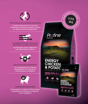 Profine Energy 3kg Trockenfutter für erwachsene Hunde mit Huhn und Kartoffeln