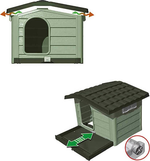 Bama Bungalow Dog House Plastic Outdoor Green 110x94x77cm