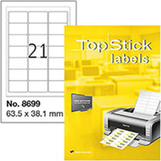 Topstick 2100 Αυτοκόλλητες Ετικέτες Α4 Ορθογώνιες 63.5x38.1mm