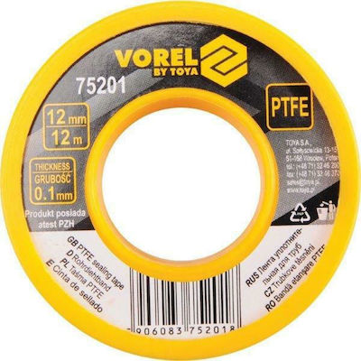 Vorel Etanșant pentru Filet de Țeavă Ταινία Teflon 12mx12mmx0.1mm