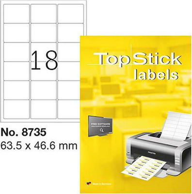 Topstick 1800 Αυτοκόλλητες Ετικέτες Α4 Ορθογώνιες 63.5x46.6mm