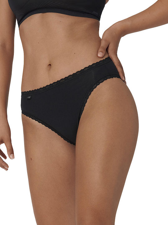 Sloggi 24/7 Weekend Tai Βαμβακερά Γυναικεία Slip 2Pack με Δαντέλα Black/White