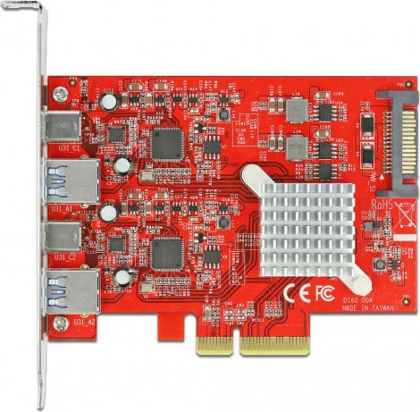DeLock Κάρτα PCIe σε 4 θύρες Type-C / USB 3.2