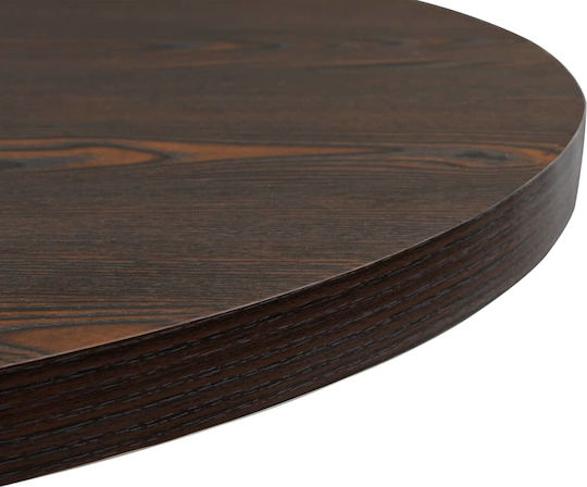 Bistro Round Kitchen Table Wooden with Metal Frame Dark Ash Grey 80x80x75cm